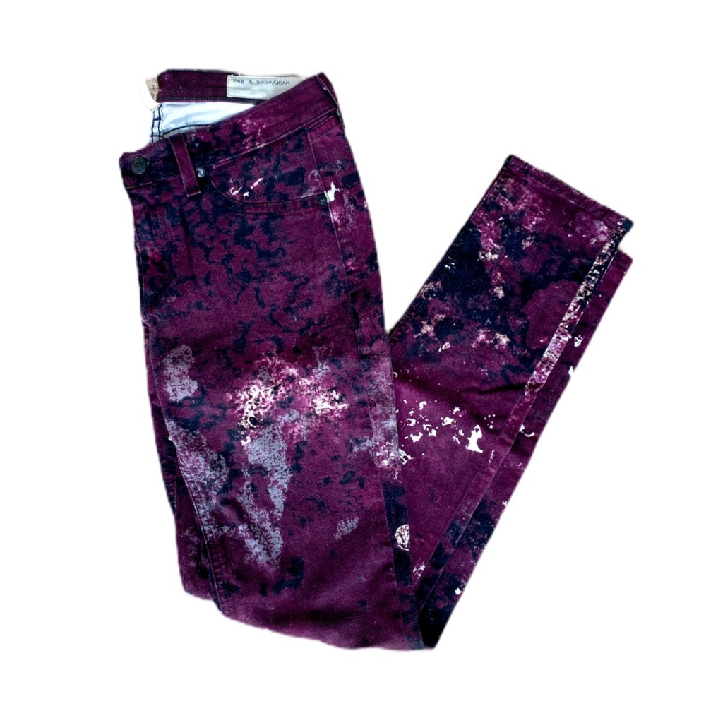Rag &Bone Purple Tie-Dye Skinny Jeans